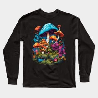 Cottagecore Aesthetic Mushrooms And flowers Long Sleeve T-Shirt